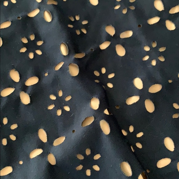 J. Crew Navy Eyelet Lasercut V-Neck Tie One Piece - Picture 5 of 8